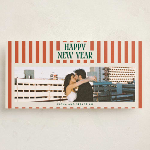 This is a mistletoe holiday photo cards with standard by Ekko Studio called bold & bright printing on recycled smooth signature in tall