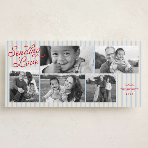 This is a bluebell holiday photo cards with standard by Megan Davis called cape printing on recycled smooth signature in tall