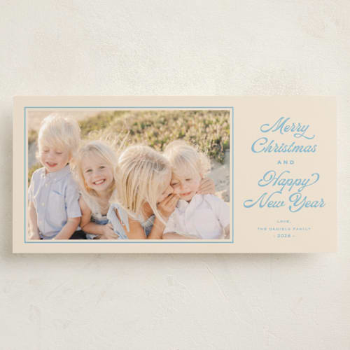This is a sky holiday photo cards with standard by Carolyn MacLaren called paradise printing on signature in tall