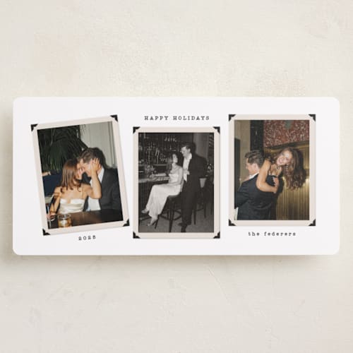 This is a snow holiday photo cards with standard by Tamara Hilje called vintage album printing on recycled smooth signature in tall