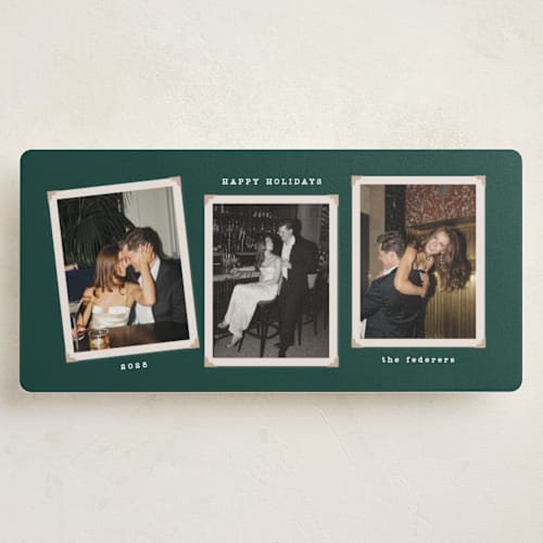 This is a wreath holiday photo cards with standard by Tamara Hilje called vintage album printing on recycled smooth signature in tall