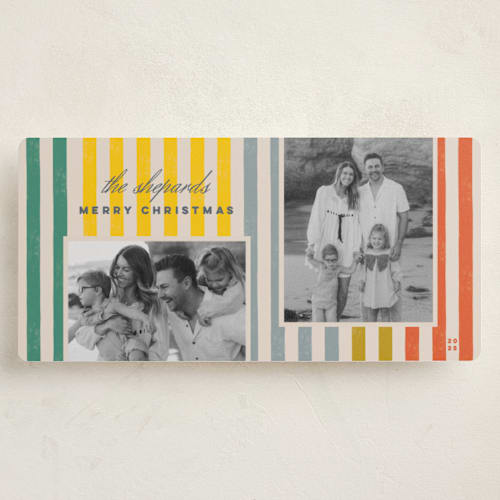 This is a lemon holiday photo cards with standard by Stacey Day called vintage stripes printing on recycled smooth signature in tall