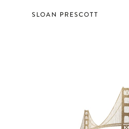 This is a gold foil stamped stationery with foil pressed by Hooray Creative called golden gate bridge printing on signature in 4.25x5.5