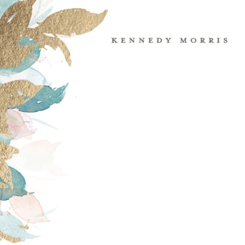 This is a water foil stamped stationery with foil pressed by Everett Paper Goods called swaying printing on signature in 4.25x5.5