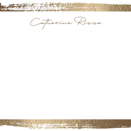 This is a golden foil stamped stationery with foil pressed by Pixel and Hank called catherine printing on signature in 4.25x5.5