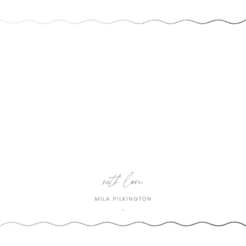This is a slate foil stamped stationery with foil pressed by Blustery August called scallop printing on signature in 4.25x5.5