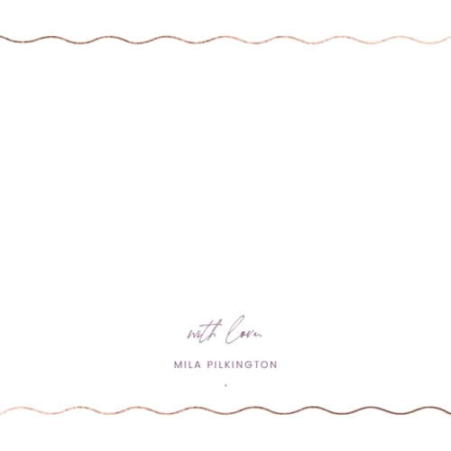 This is a amethyst foil stamped stationery with foil pressed by Blustery August called scallop printing on signature in 4.25x5.5
