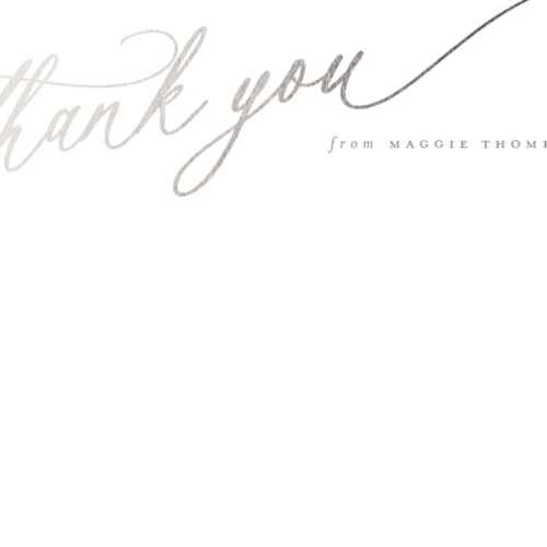This is a cloudy foil stamped stationery with foil pressed by Carolyn MacLaren called elegant thanks printing on signature in 4.25x5.5