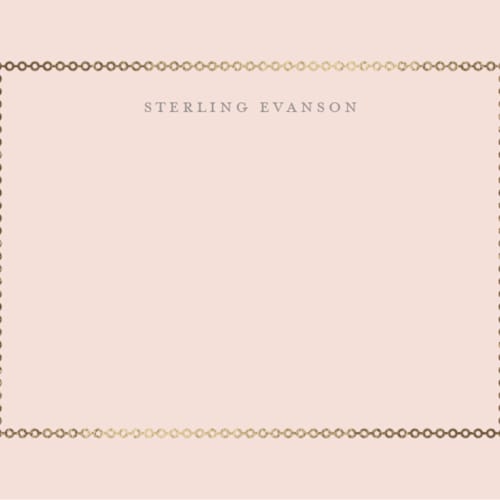 This is a blush foil stamped stationery with foil pressed by Melinda Denison called luxe printing on signature in 4.25x5.5