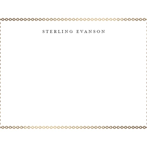 This is a silk foil stamped stationery with foil pressed by Melinda Denison called luxe printing on signature in 4.25x5.5