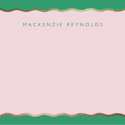 This is a peridot foil stamped stationery with foil pressed by Olivia Raufman called preppy twist printing on signature in 4.25x5.5