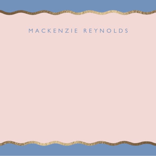 This is a cornflower foil stamped stationery with foil pressed by Olivia Raufman called preppy twist printing on signature in 4.25x5.5