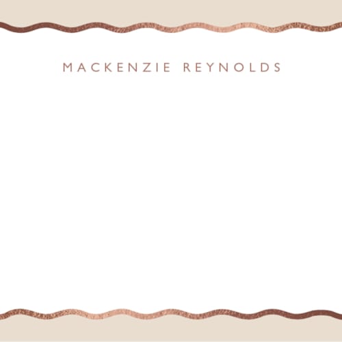 This is a sand foil stamped stationery with foil pressed by Olivia Raufman called preppy twist printing on signature in 4.25x5.5