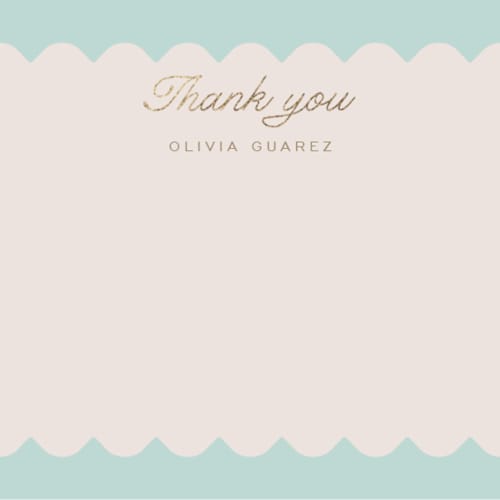 This is a aquamarine foil stamped stationery with foil pressed by Leia Matt called macaron box printing on signature in 4.25x5.5