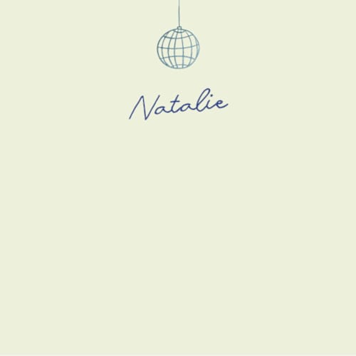 This is a disco blue foil stamped stationery with foil pressed by Zove Ahhh called party on! printing on signature in 4.25x5.5