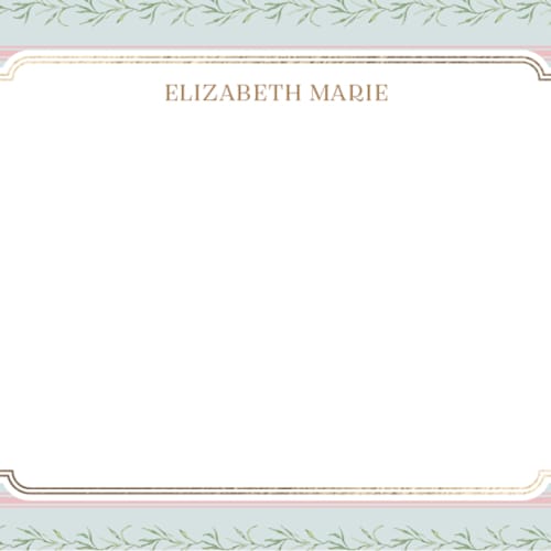 This is a hummingbird foil stamped stationery with foil pressed by Claudia Orengo called castle printing on signature in 4.25x5.5