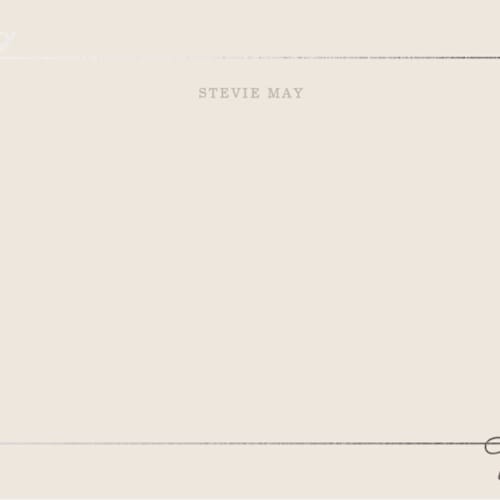 This is a taupe foil stamped stationery with foil pressed by Baumbirdy called corner bows printing on signature in 4.25x5.5
