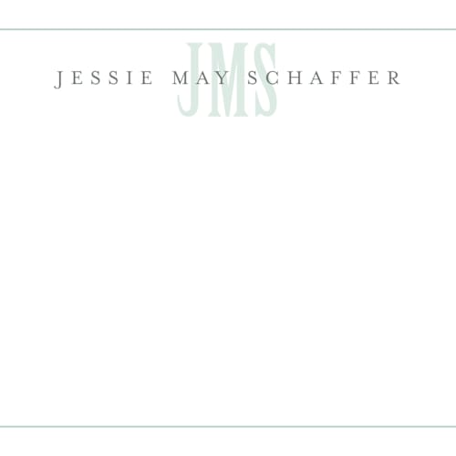 This is a moss kids thank you cards notes with standard by Erin Hodges called classic monogram printing on signature in standard