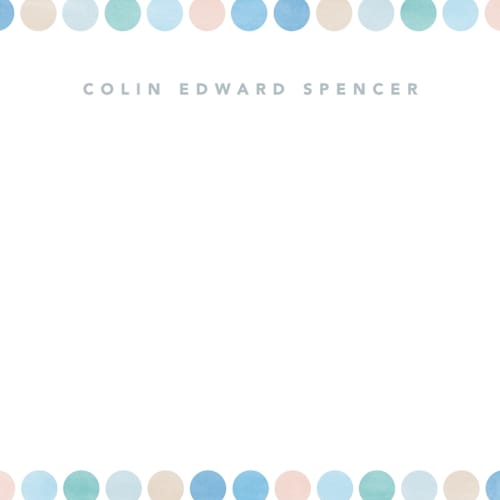 This is a aqua kids thank you cards notes with standard by Creo Study called rainbow dots printing on signature in standard