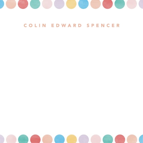 This is a gumdrop kids thank you cards notes with standard by Creo Study called rainbow dots printing on signature in standard