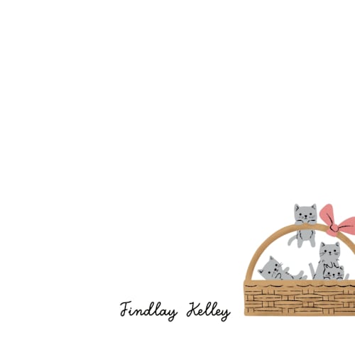 This is a mist kids thank you cards notes with standard by mo kelley called a basket of kittens printing on signature in standard