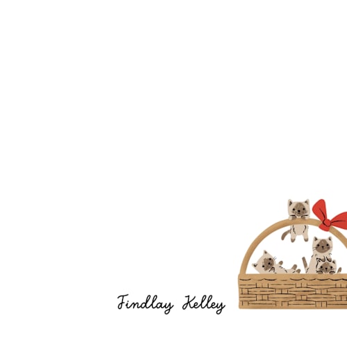 This is a siamese kids thank you cards notes with standard by mo kelley called a basket of kittens printing on signature in standard