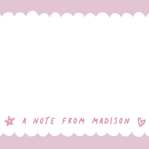 This is a cotton candy kids thank you cards notes with standard by Hooray Creative called scallop border printing on signature in standard