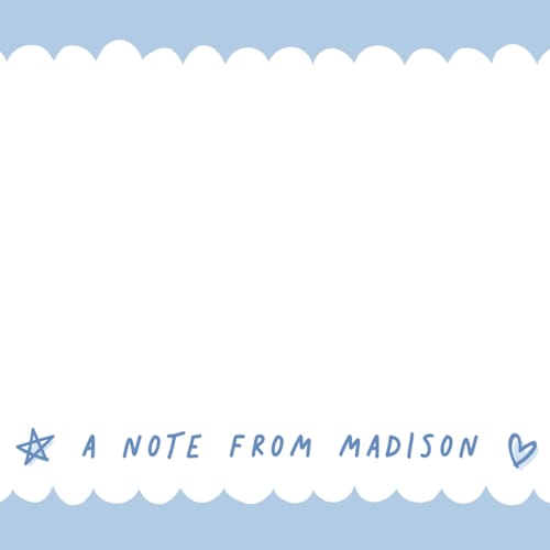 This is a periwinkle kids thank you cards notes with standard by Hooray Creative called scallop border printing on signature in standard