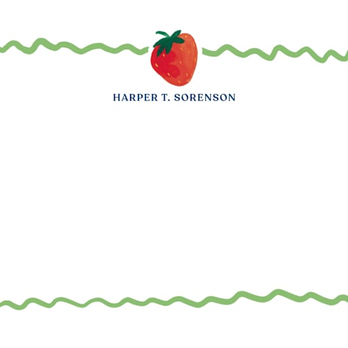 This is a grass kids thank you cards notes with standard by Erika Firm called sweet berry printing on signature in standard
