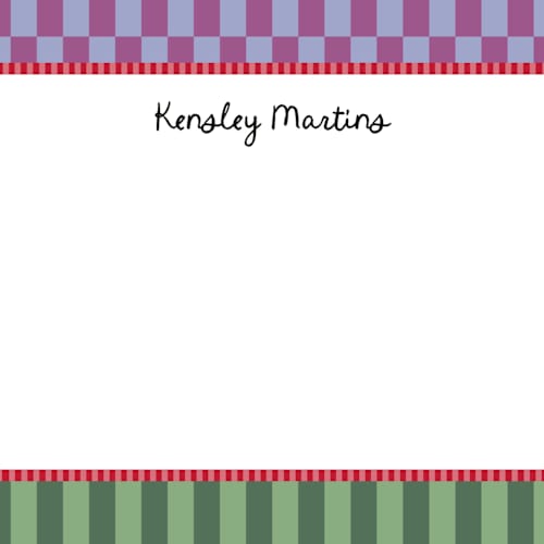 This is a grape kids thank you cards notes with standard by Jenna Holcomb called checked printing on signature in standard