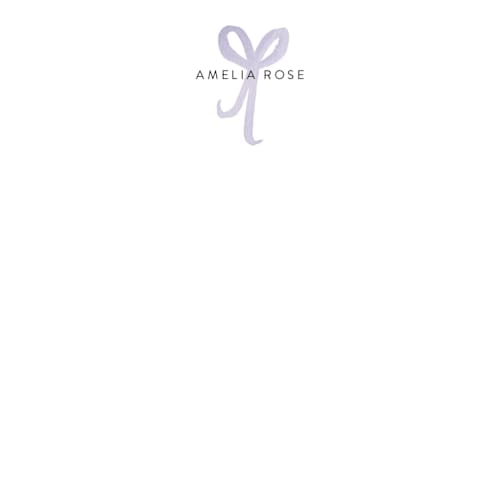 This is a lilac kids thank you cards notes with standard by Nicoletta Savod called sweet as a bow printing on signature in standard