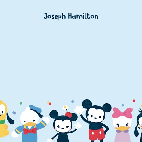 This is a sky kids thank you cards notes with standard by peetie design called disney's happy mickey & friends printing on signature in standard