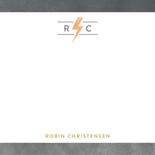 This is a cloudy day kids thank you cards notes with standard by Shirley Lin Schneider called lightning monogram printing on signature in standard