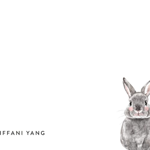 This is a pebble kids thank you cards notes with standard by Cass Loh called baby animal rabbit printing on signature in standard