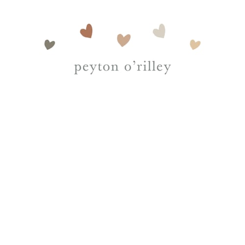 This is a boho kids thank you cards notes with standard by Stacey Meacham called rainbow hearts printing on signature in standard