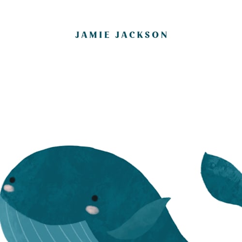This is a snow kids thank you cards notes with standard by Adelyn T. called mr whale printing on signature in standard