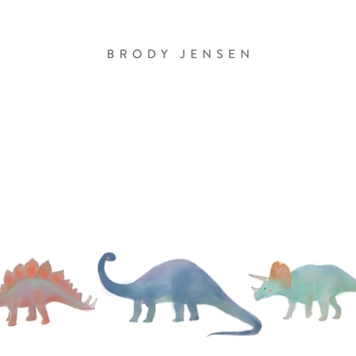 This is a lagoon kids thank you cards notes with standard by Joanna Griffin called dinosaur parade printing on signature in standard