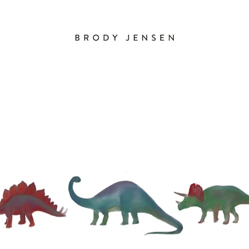 This is a ruby kids thank you cards notes with standard by Joanna Griffin called dinosaur parade printing on signature in standard