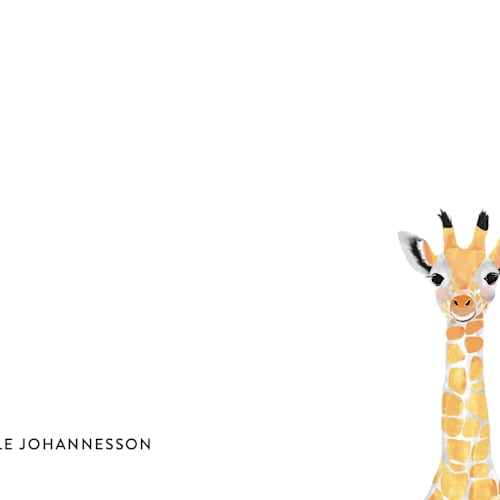 This is a midnight kids thank you cards notes with standard by Cass Loh called baby animal giraffe printing on signature in standard