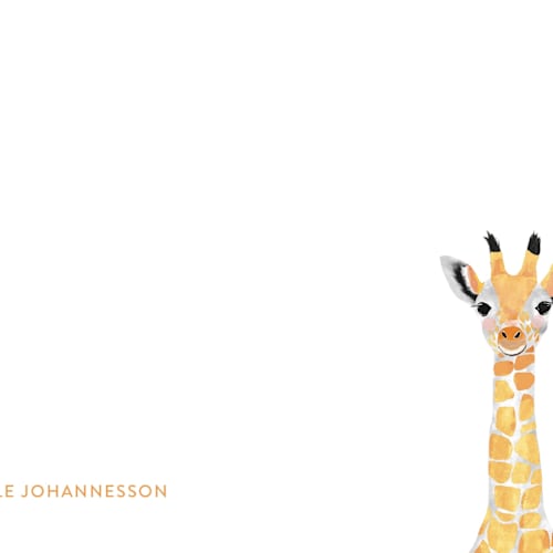 This is a tangerine kids thank you cards notes with standard by Cass Loh called baby animal giraffe printing on signature in standard