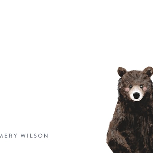 This is a denim kids thank you cards notes with standard by Cass Loh called baby animal bear printing on signature in standard