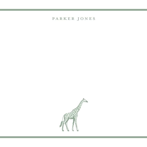 This is a palm personalized stationery thank you cards with standard by Jenna Holcomb called safari giraffe printing on signature in 4.25x5.5