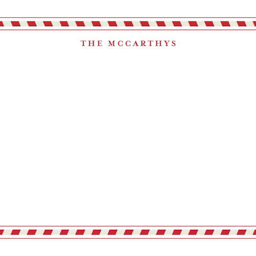 This is a candy cane personalized stationery thank you cards with standard by Alston Foster called sweet peppermint frame printing on signature in 4.25x5.5