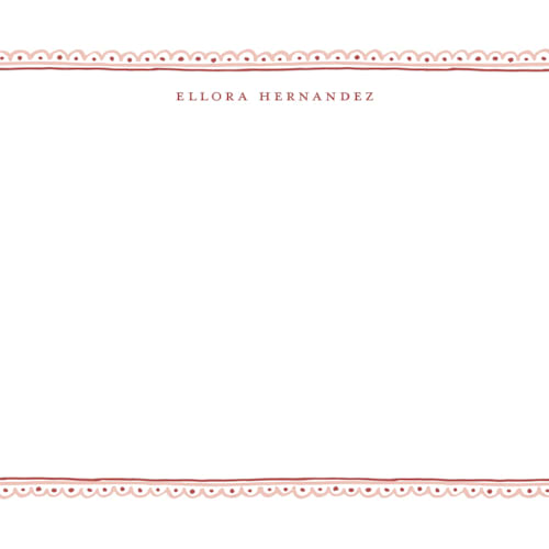 This is a peach personalized stationery thank you cards with standard by Pati Cascino called forli printing on signature in 4.25x5.5