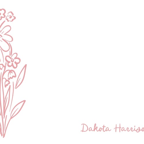 This is a petal personalized stationery thank you cards with standard by Jenna Holcomb called wildflower note printing on signature in 4.25x5.5
