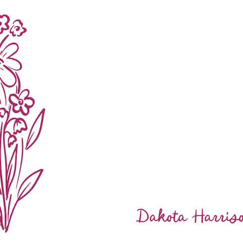 This is a orchid personalized stationery thank you cards with standard by Jenna Holcomb called wildflower note printing on signature in 4.25x5.5
