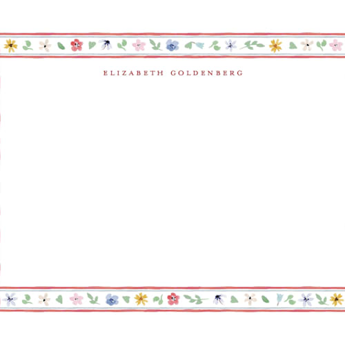This is a sunset personalized stationery thank you cards with standard by Pati Cascino called herbarium printing on signature in 4.25x5.5