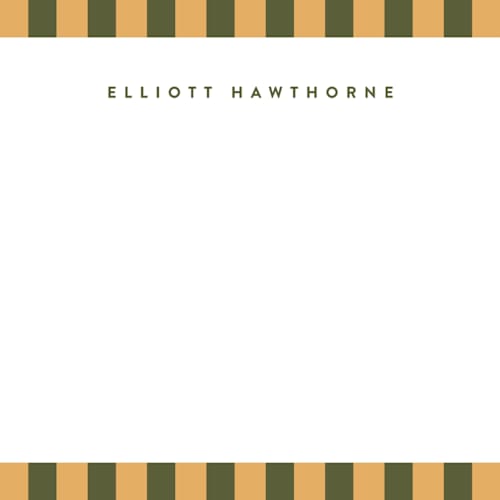 This is a tuscan summer personalized stationery thank you cards with standard by Olivia Raufman called refined stripe printing on signature in 4.25x5.5