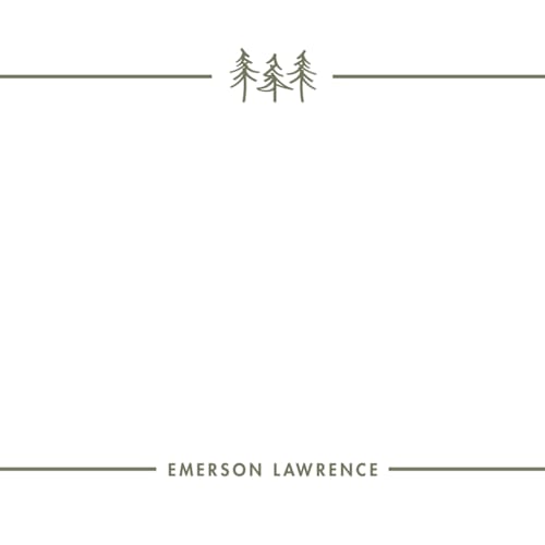 This is a ponderosa personalized stationery thank you cards with standard by Townsend Majors called three pines printing on signature in 4.25x5.5