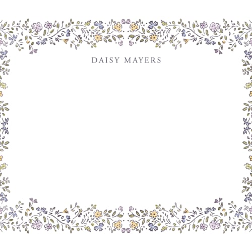 This is a lavender personalized stationery thank you cards with standard by Petra Kern called daisy q printing on signature in 4.25x5.5